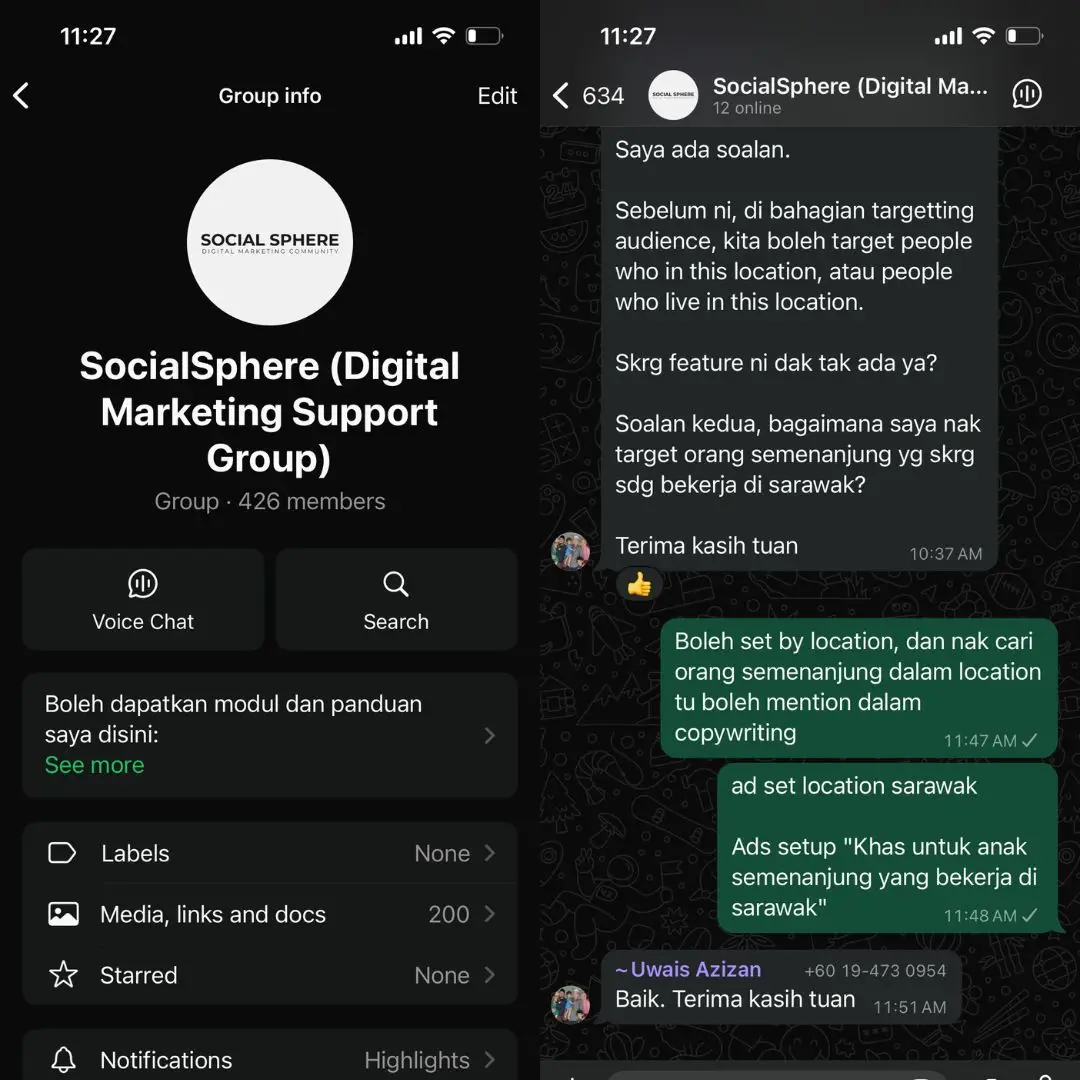 SocialSphere WhatsApp community proof